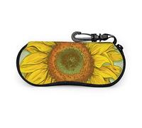 Custodia per occhiali con disegno di girasole vintage realistico disegnato a mano Custodia per occhiali Custodia morbida per occhiali con cerniera portatile leggera in neoprene per ragazzi Custodia pe