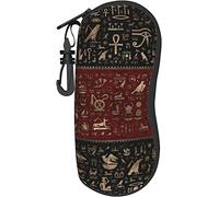 Custodia per occhiali con geroglifici egizi antichi Custodia morbida per occhiali portatile con clip da cintura Borsa da viaggio per occhiali da sole con cerniera