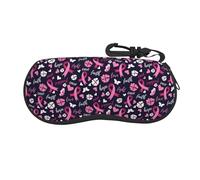Custodia per occhiali con nastro rosa per la consapevolezza del cancro al seno, supporto fede, amore, speranza, custodia per occhiali in morbido neoprene con cerniera, borsa portatile per occhiali con