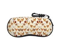 Custodia per occhiali con stampa floreale disegnata a mano, custodia protettiva per occhiali con cerniera, borsa portatile per occhiali da sole, portafoglio da viaggio, Una fuga di polli, Taglia unica