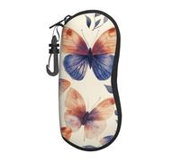 Custodia per occhiali, custodia per occhiali da sole portatile con cerniera in neoprene con clip da cintura, Farfalla e Fiore 7, Taglia unica