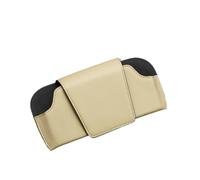 Custodia per occhiali da auto, custodia per occhiali da auto, aletta parasole per auto, custodia in pelle per occhiali da sole, clip per biglietti, scatola portaoggetti per occhiali, accessori (beige)