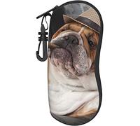 Custodia per occhiali da brandy Bulldog inglese Custodia morbida per occhiali portatile con clip da cintura Borsa da viaggio per occhiali da sole con cerniera