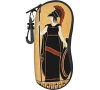 Custodia per occhiali da pittura della dea antica Custodia per occhiali portatile morbida con clip da cintura Borsa da viaggio per occhiali da sole con cerniera