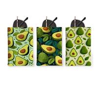 Custodia per occhiali da sole a forma di avocado, 3 pezzi, verde divertente ed elegante, custodia portatile per occhiali da vista da viaggio, Verde, 7x4.7 Inch