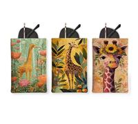 Custodia per occhiali da sole a forma di giraffa, borsa da sole floreale vintage colorata, custodia per occhiali da sole in tessuto morbido da viaggio, Colorato, 7x4.7 Inch