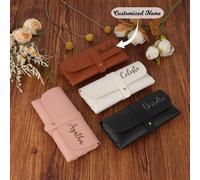 Custodia per occhiali da sole personalizzata con nome, custodia in pelle personalizzata per occhiali da vista con chiusura a scatto, contenitore per occhiali minimale e portatile, regalo per damigelle