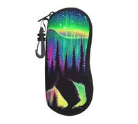 Custodia per occhiali da vista con foreste luminose e cieli stellati, in neoprene, con cerniera, resistente, portatile, per uomini e donne, custodia per occhiali da sole