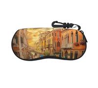 Custodia per occhiali da vista con stampa di splendida vista sul canale di Venezia, per uomo e donna, custodia per occhiali da sole, custodia portatile con cerniera e scatola protettiva per occhiali