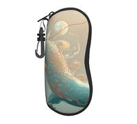 Custodia per occhiali da vista in neoprene con drago a bolle bianche con cerniera, resistente e portatile, per uomini e donne