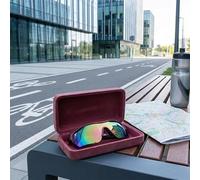 Custodia per occhiali da vista sagomata con rivestimento floccato e integrità strutturale a base metallica per una maggiore durata (rosso)