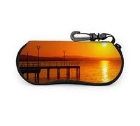 Custodia per occhiali, Isola di Cipro Tramonto sul Mar Mediterraneo Occhiali da sole Custodia morbida Custodia per occhiali con cerniera in neoprene ultraleggero con moschettone, custodia per occhiali