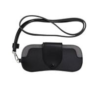 Custodia per occhiali, organizer per occhiali con tracolla da collo, organizer portatile per occhiali, custodia in PU e protezione per attività all'aperto come escursionismo, campeggio, Nero