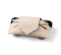 Custodia per occhiali per visiera parasole per auto, scatola per organizer per occhiali per auto in PU con clip di supporto, custodia protettiva per occhiali (beige)