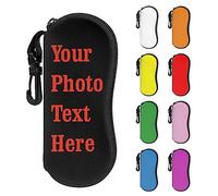 Custodia per occhiali personalizzata per donne uomini bambini con il vostro testo fotografico, custodia per occhiali da sole personalizzata, custodia per occhiali da sole in morbido neoprene portatile