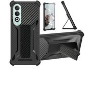 Custodia per Oneplus Nord Ce4 Cover Custodia Case Ibrida [Con protezione dello schermo in vetro temperato] [supporto magnetico pieghevole] [resistente alle impronte digitali smerigliato] Nero