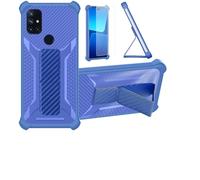 Custodia per OnePlus Nord N10 5G Cover Custodia Case Ibrida [Con protezione dello schermo in vetro temperato] [supporto magnetico pieghevole] [resistente alle impronte digitali smerigliato] Blu