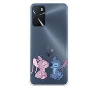 Custodia per OPPO A16 - A16s - A54s ufficiale di Lilo & Stitch Angel & Stitch Beso trasparente per proteggere il tuo cellulare. Custodia n silicone flessibile con licenza ufficiale