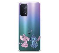 Custodia per OPPO A54 5G - OPPO A74 5G Ufficiale Lilo & Stitch Angel & Stitch Bacio Trasparente per proteggere il tuo cellulare Cover OPPO in Silicone Flessibile con Licenza Ufficiale Disney