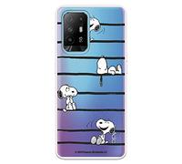 Custodia per OPPO A94 5G ufficiale di Snoopy Peanuts Snoopy Righe Trasparente per proteggere il tuo cellulare. Custodia per OPPO in silicone flessibile con licenza ufficiale di Snoopy
