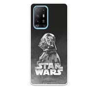 Custodia per OPPO A94 5G ufficiale di Star Wars Darth Vader Fondo nero trasparente per proteggere il tuo cellulare. Cover per OPPO in silicone flessibile con licenza ufficiale di Star Wars