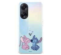 Custodia per OPPO A98 5G Ufficiale Disney Angel & Stitch Beso per proteggere il tuo cellulare. Cover per OPPO in silicone trasparente flessibile con licenza ufficiale di Lilo & Stitch
