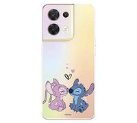 Custodia per OPPO Reno 8 5G ufficiale di Lilo & Stitch, Angel & Stitch Bacio per proteggere il tuo cellulare. Custodia in silicone flessibile con licenza ufficiale Lilo & Stitch