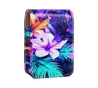 Custodia per organizer per rossetto da viaggio,borsa per trucco portatile con specchio,Albero dell'acquerello di foglie tropicali