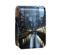 Custodia per organizer per rossetto da viaggio,borsa per trucco portatile con specchio,architettura città caduta luna