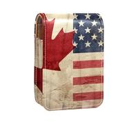 Custodia per organizer per rossetto da viaggio,borsa per trucco portatile con specchio,Bandiera America Canada retrò