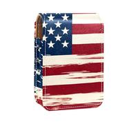Custodia per organizer per rossetto da viaggio,borsa per trucco portatile con specchio,Bandiera americana retrò Stati Uniti d'America