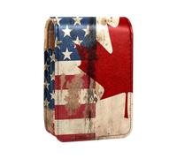 Custodia per organizer per rossetto da viaggio,borsa per trucco portatile con specchio,Bandiera America Canada retrò