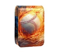 Custodia per organizer per rossetto da viaggio,borsa per trucco portatile con specchio,baseball nel fuoco e nell'acqua