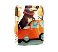 Custodia per organizer per rossetto da viaggio,borsa per trucco portatile con specchio,Benvenuti a casa divertente cane albero rosso auto