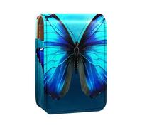 Custodia per organizer per rossetto da viaggio,borsa per trucco portatile con specchio,blu fantasia farfalla oceano