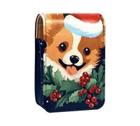 Custodia per organizer per rossetto da viaggio,borsa per trucco portatile con specchio,Cappello Del Cane Con Il Natale