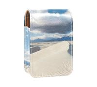 Custodia per organizer per rossetto da viaggio,borsa per trucco portatile con specchio,deserto di sabbia bianca