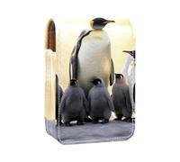Custodia per organizer per rossetto da viaggio,borsa per trucco portatile con specchio,famiglia dei pinguini antartici