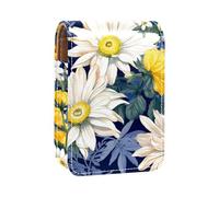 Custodia per organizer per rossetto da viaggio,borsa per trucco portatile con specchio,Fiore Acquerello Margherita Girasole