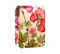 Custodia per organizer per rossetto da viaggio,borsa per trucco portatile con specchio,Fiori d'epoca d'estate d'epoca