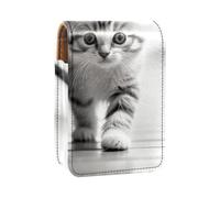Custodia per organizer per rossetto da viaggio,borsa per trucco portatile con specchio,Gattino del ritratto del gatto