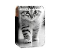 Custodia per organizer per rossetto da viaggio,borsa per trucco portatile con specchio,Gattino del ritratto del gatto