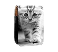 Custodia per organizer per rossetto da viaggio,borsa per trucco portatile con specchio,Gattino del ritratto del gatto