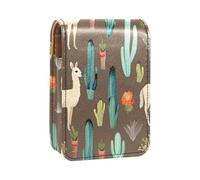 Custodia per organizer per rossetto da viaggio,borsa per trucco portatile con specchio,i lama dei cartoni animati piantano fiori