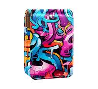 Custodia per organizer per rossetto da viaggio,borsa per trucco portatile con specchio,Illustrazione colorata del mostro di arte dei graffiti
