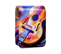 Custodia per organizer per rossetto da viaggio,borsa per trucco portatile con specchio,la musica di arte astratta nota la chitarra
