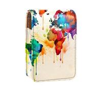 Custodia per organizer per rossetto da viaggio,borsa per trucco portatile con specchio,Mappa del mondo colorato vintage