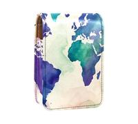 Custodia per organizer per rossetto da viaggio,borsa per trucco portatile con specchio,mappa del mondo dell'acquerello