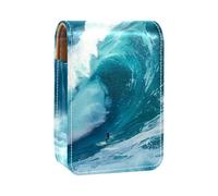 Custodia per organizer per rossetto da viaggio,borsa per trucco portatile con specchio,mare paesaggio onda dell'oceano