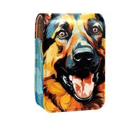 Custodia per organizer per rossetto da viaggio,borsa per trucco portatile con specchio,Modello animale colorato cane pastore